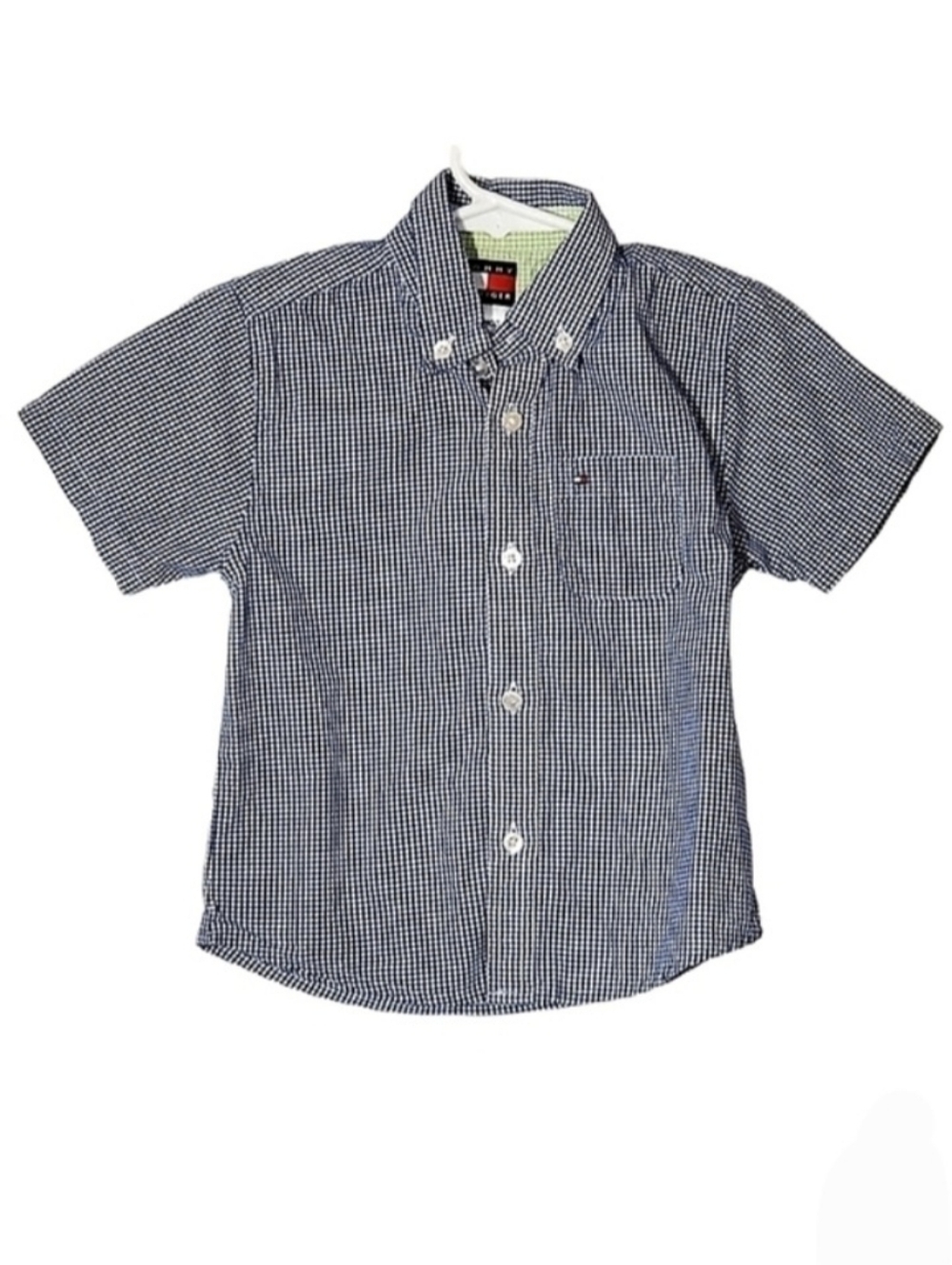 K1027 * Tommy Hilfiger Boys Short Sleeve Button Down Blue White Size 18/24M